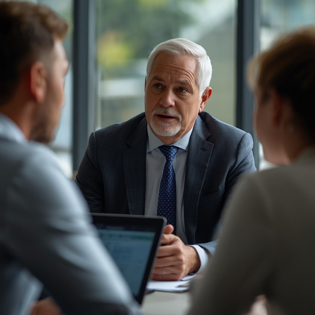 Un consulente discute un quadro normativo con il cliente